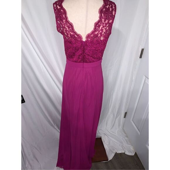 Fuchsia colored long dress with lace size 6 - Picture 3 of 5